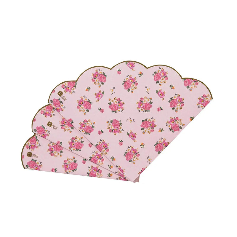 Scalloped Pink Floral Napkins - 50 pc Party Pack