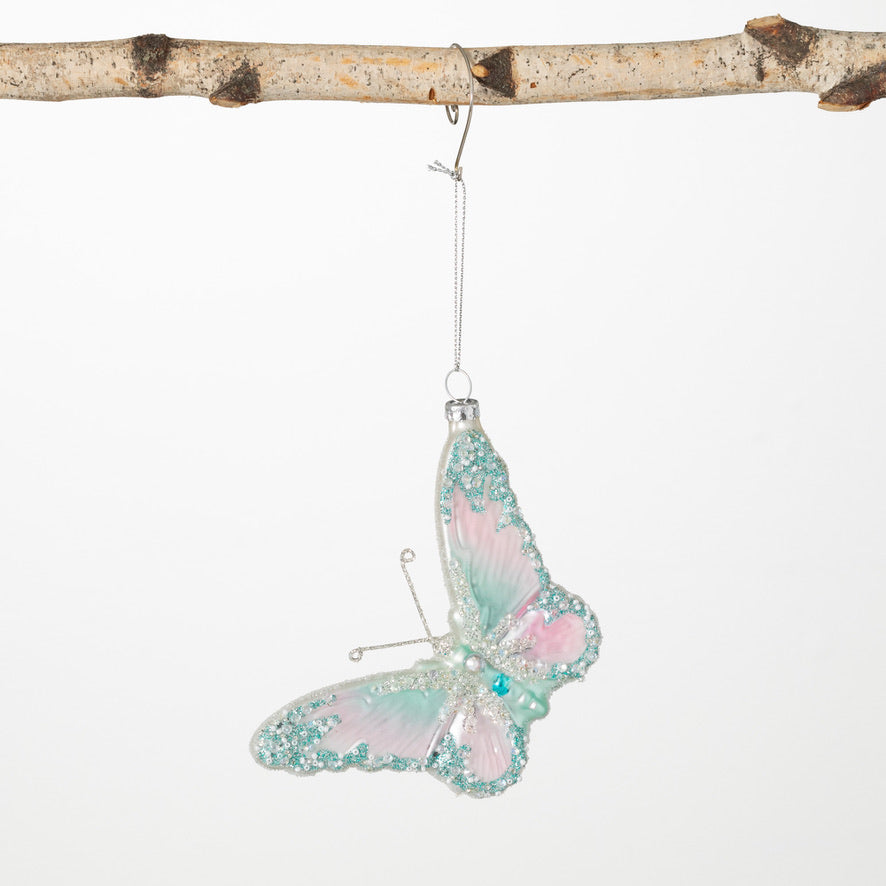 Vintage Charm Butterfly Glass Ornament