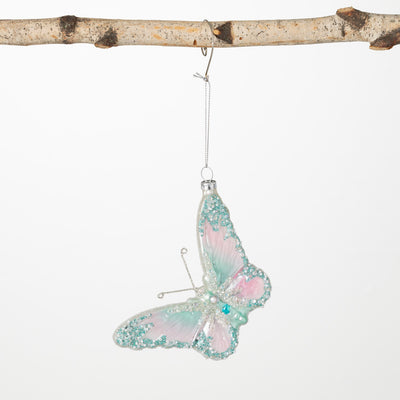 Vintage Charm Butterfly Glass Ornament