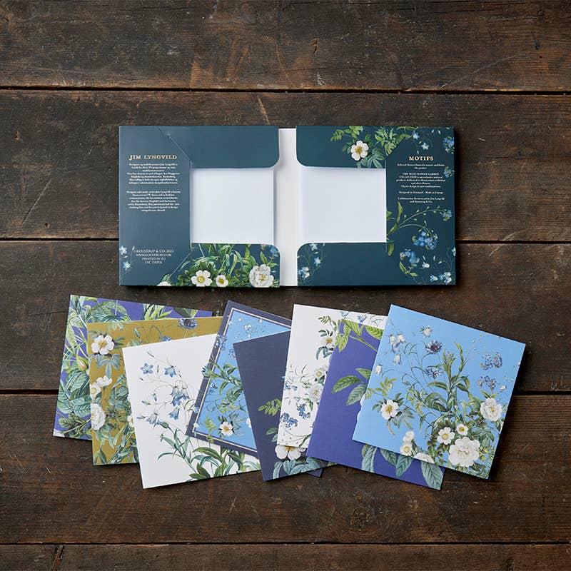 Blue Flower Garden Square Note Cards