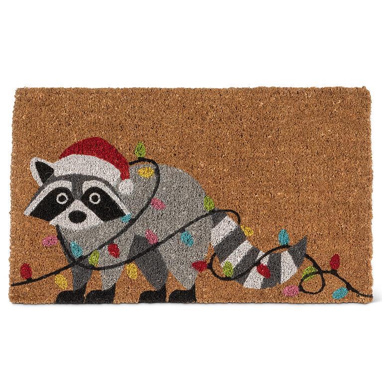 Holiday Raccoon with Lights Doormat | Putti Christmas