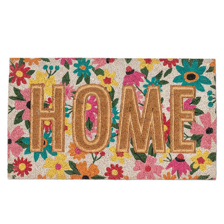 Floral Pressed "HOME" Doormat