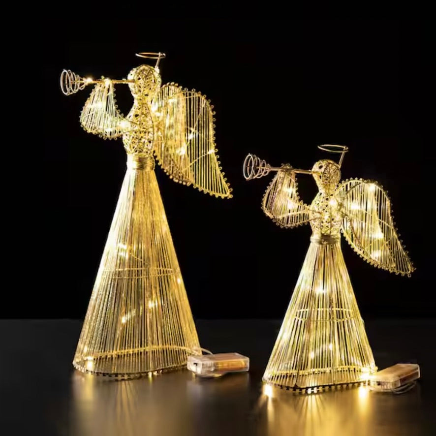 Lighted Gold Angel with Trumpet