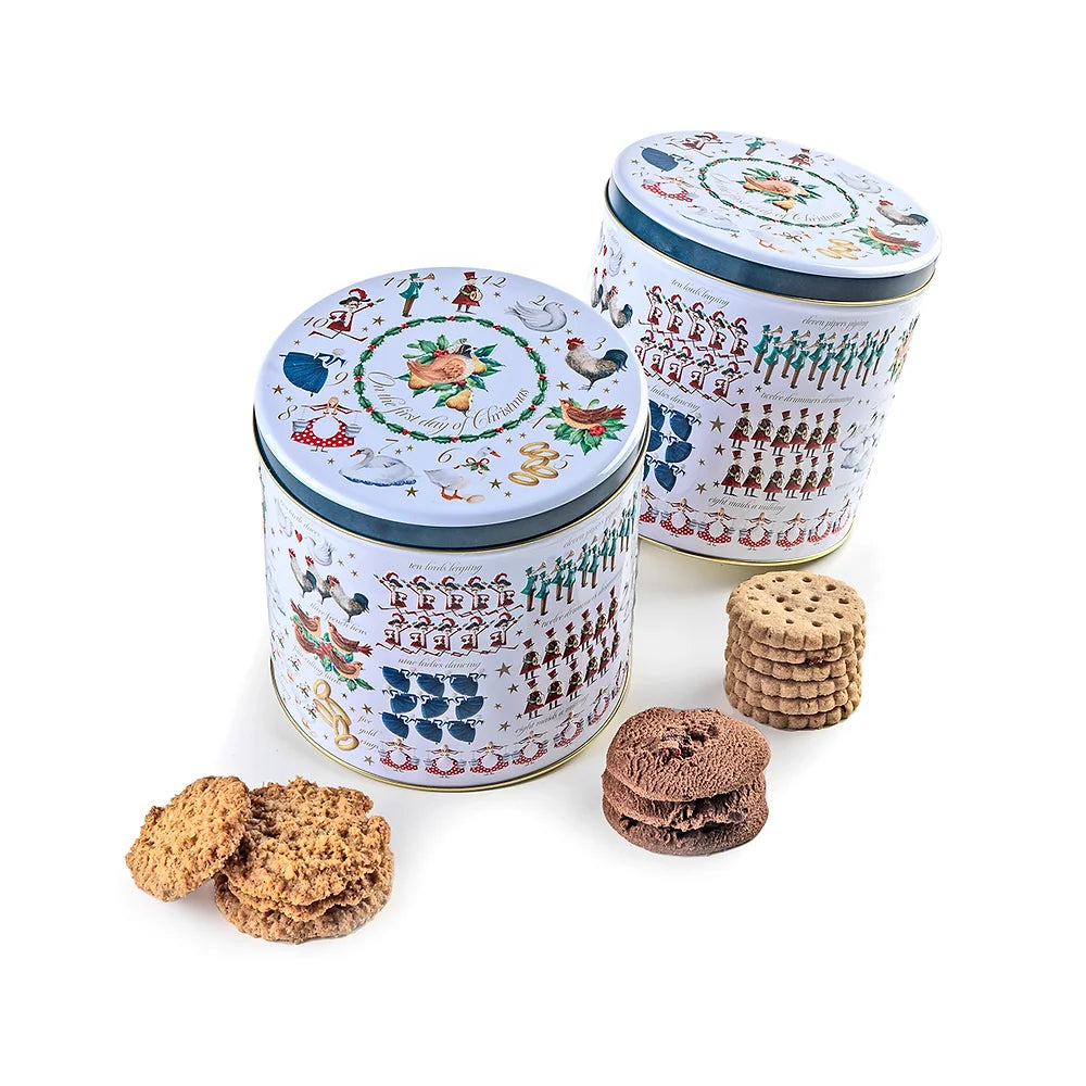 Farmhouse Biscuits Assorted "12 Days of Christmas" Barrel Tin