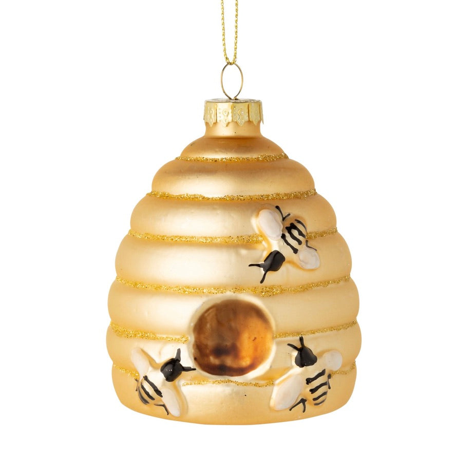Glass Beehive Ornament | Putti Christmas Decorations