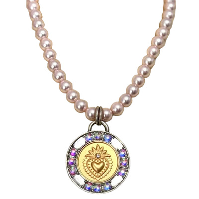 Valentine Rouge "Pink Pearl Sacred Heart" Necklace