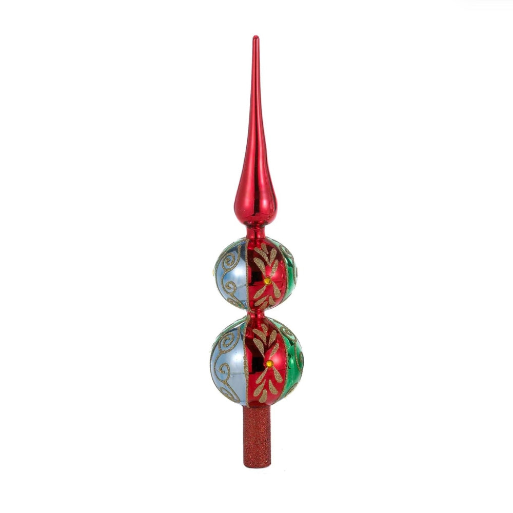 Decorative Glass Tree Topper - Red Green Blue | Putti Christmas Decorations