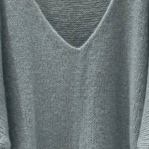 Mohair Blend V-Neck Sweater - Light Grey - Putti Fine Furnishings