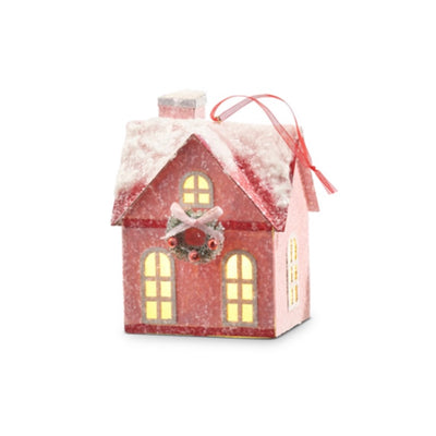 Pink House Ornament with LED | Putti Christmas Celebrations