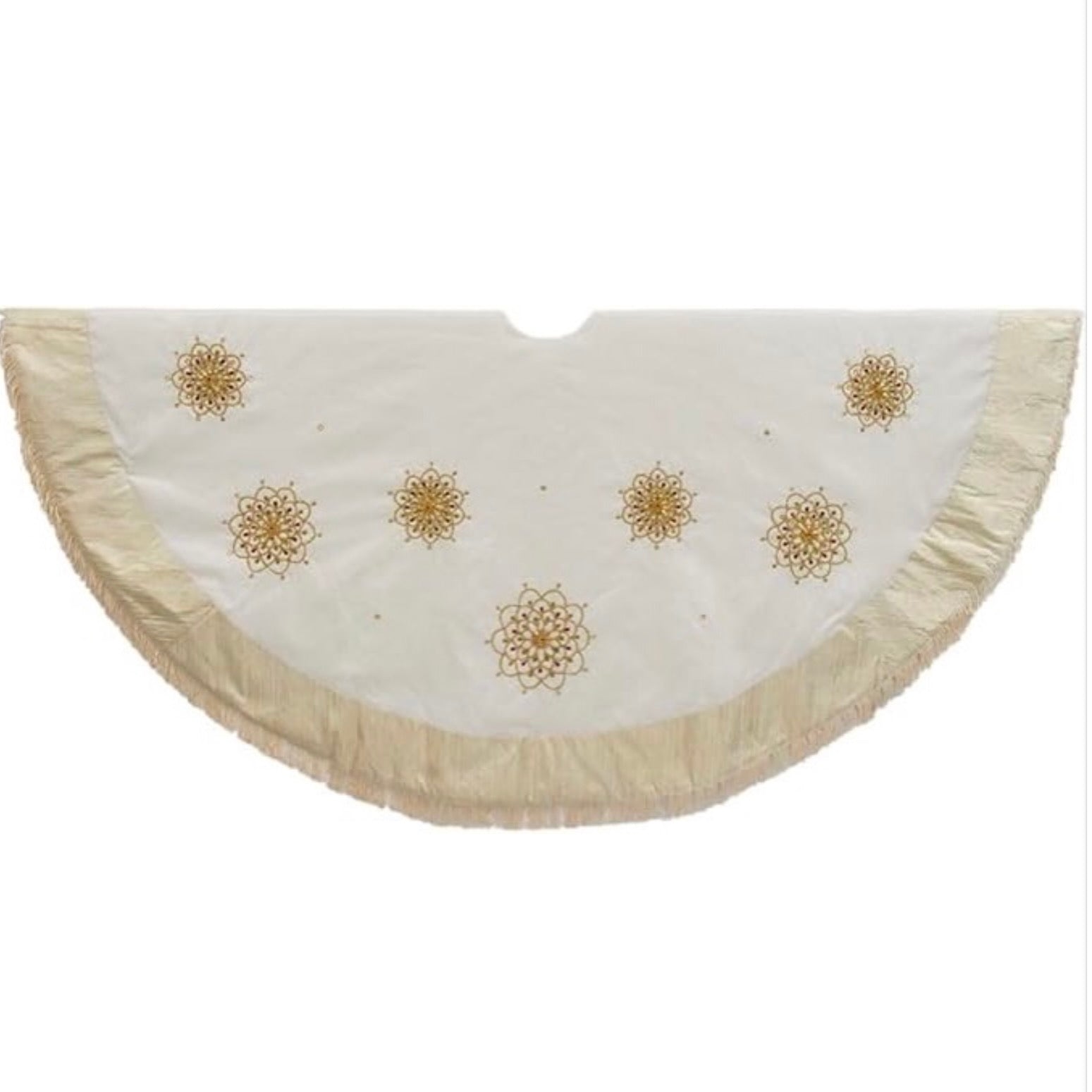 Red Green and Gold Beaded Medallion Tree Skirt