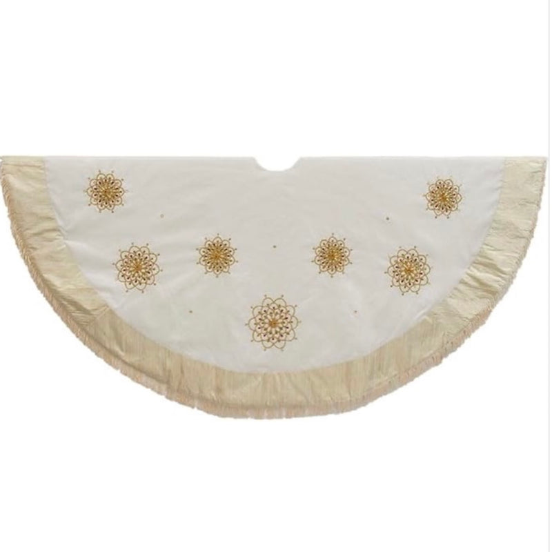 Red Green and Gold Beaded Medallion Tree Skirt