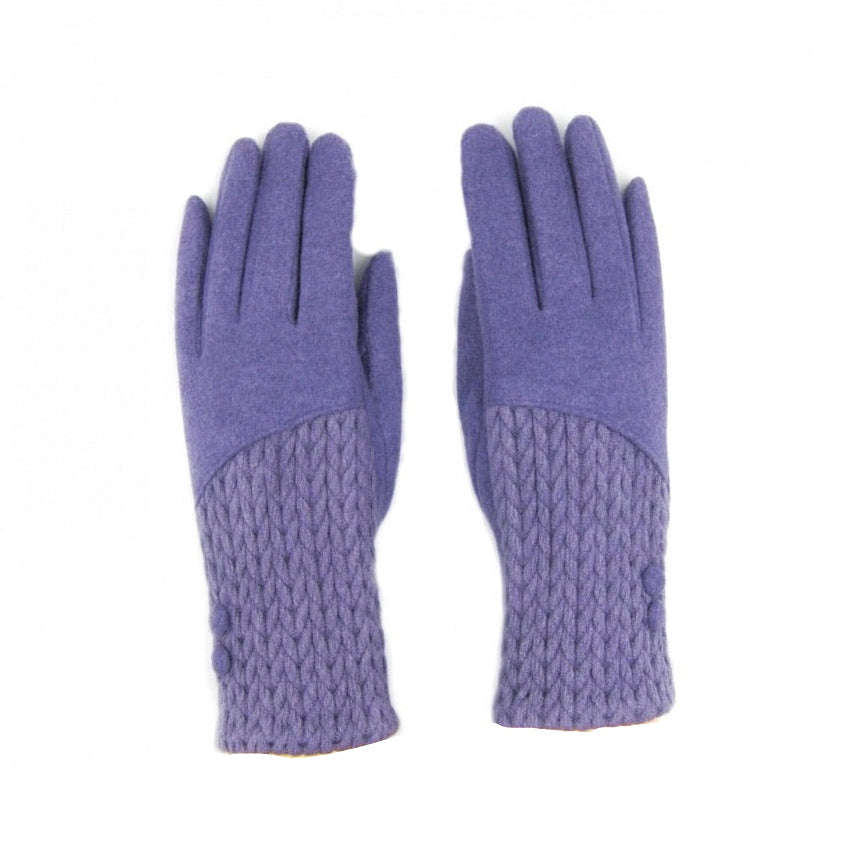 Cashmere Blend Buttoned Gloves - Purple