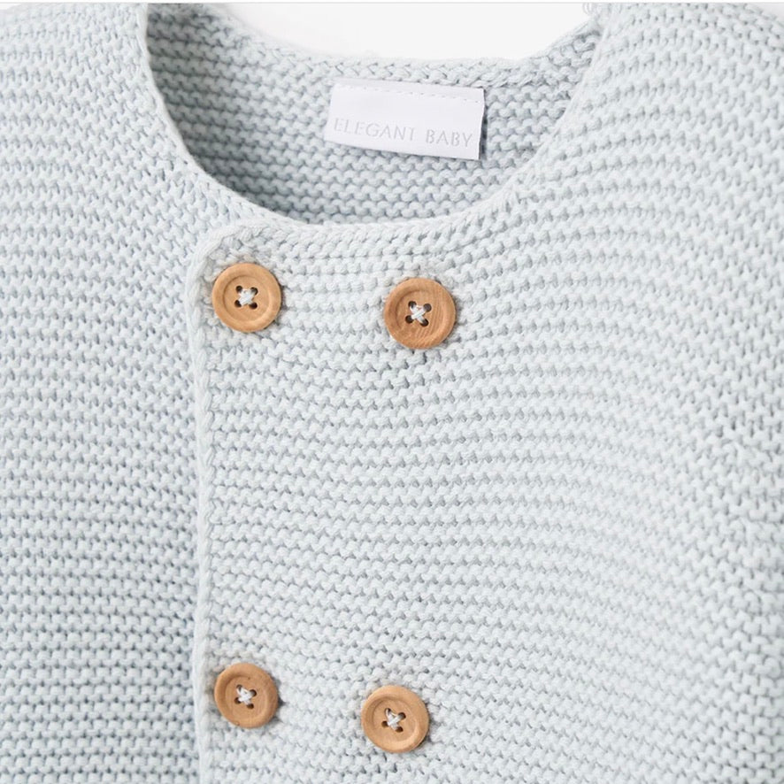 Elegant Baby Knit Cardigan & Pant Set - Pale Blue