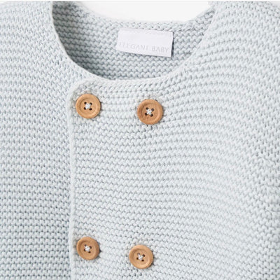 Elegant Baby Knit Cardigan & Pant Set - Pale Blue