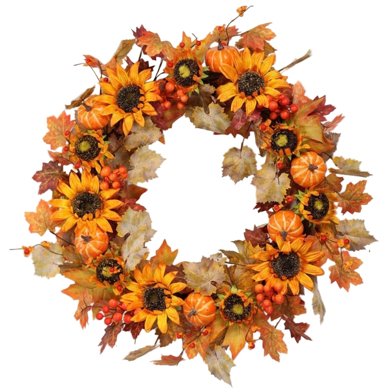 Fall Sunflower and Pumpkin Wreath