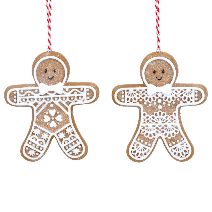 Gingerbread `Lace` Man resin Ornament | Putti Christmas Decorations