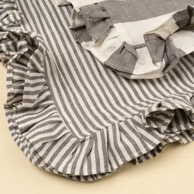 Ruffle Stripe Tea Towels - Grey, Set of 2