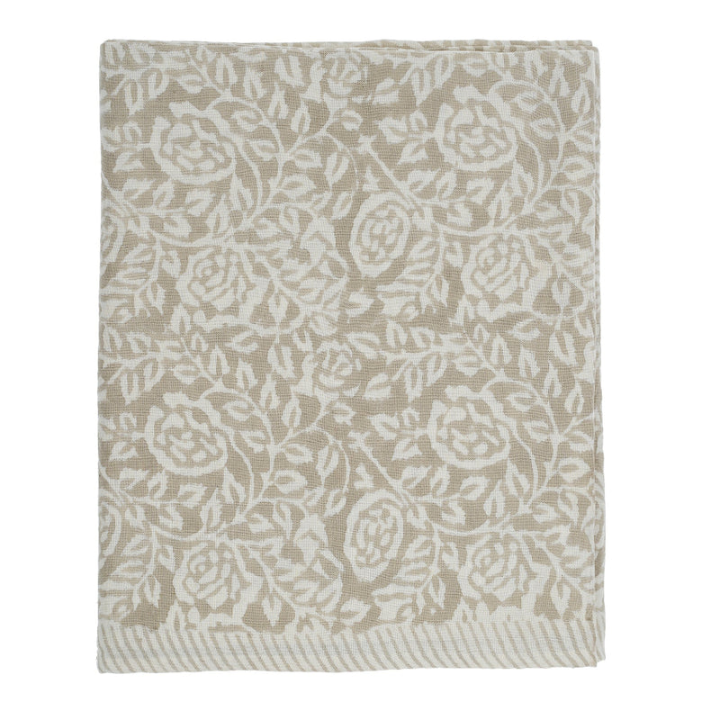 Wildrose Block Print Tablecloth | Putti Fine Furnishings