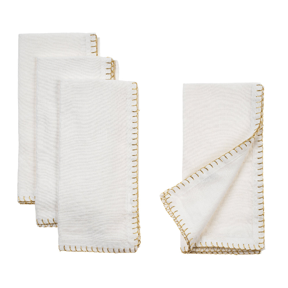 Gold Blanket Stitch Napkins | Putti Fine Furnishings