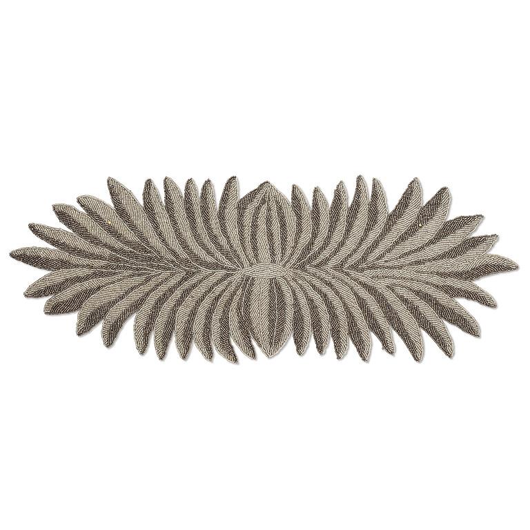 Silver Palm Leaf Bead Table Runner | Putti Fine Furnishings Canada