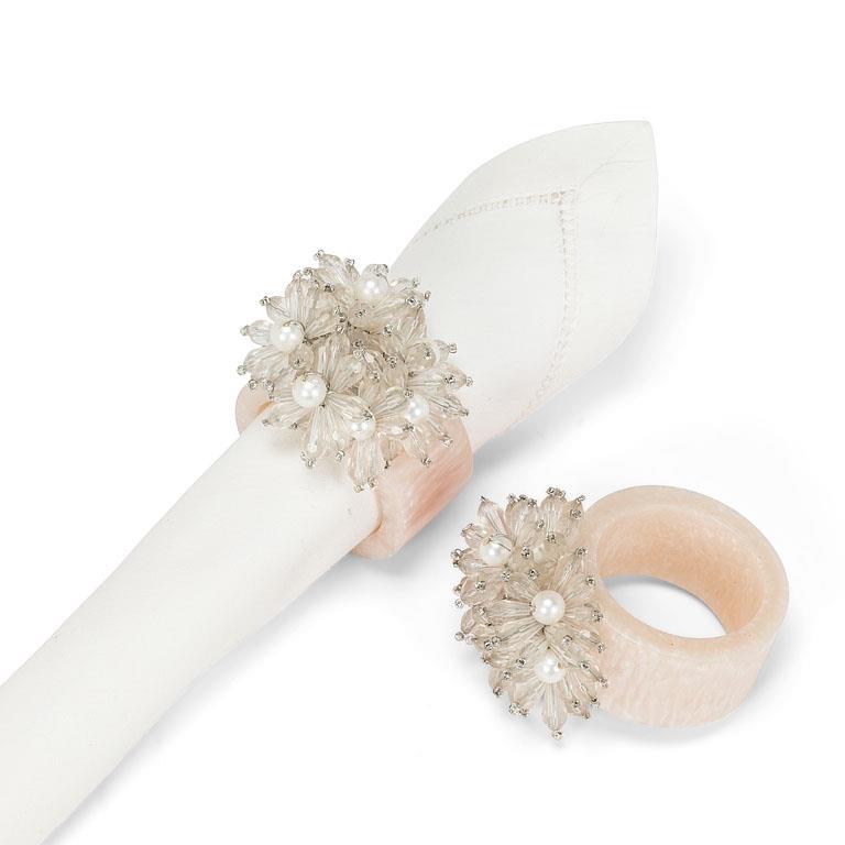 Clear Beaded Flower Napkin Ring | Putti Fine Furnishings 