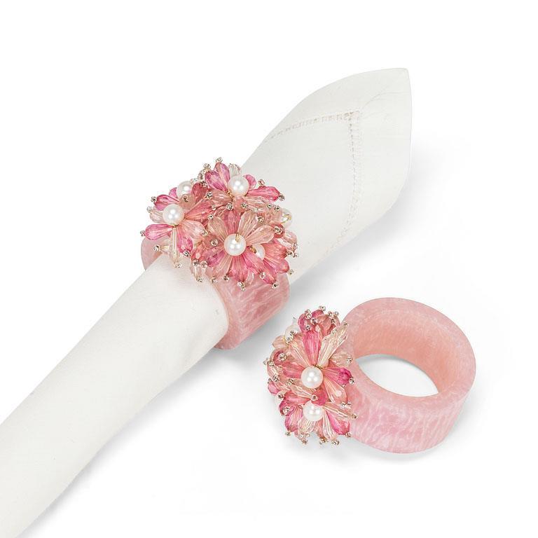 Pink Beaded Flower Napkin Ring | Putti Fine Furnishings 