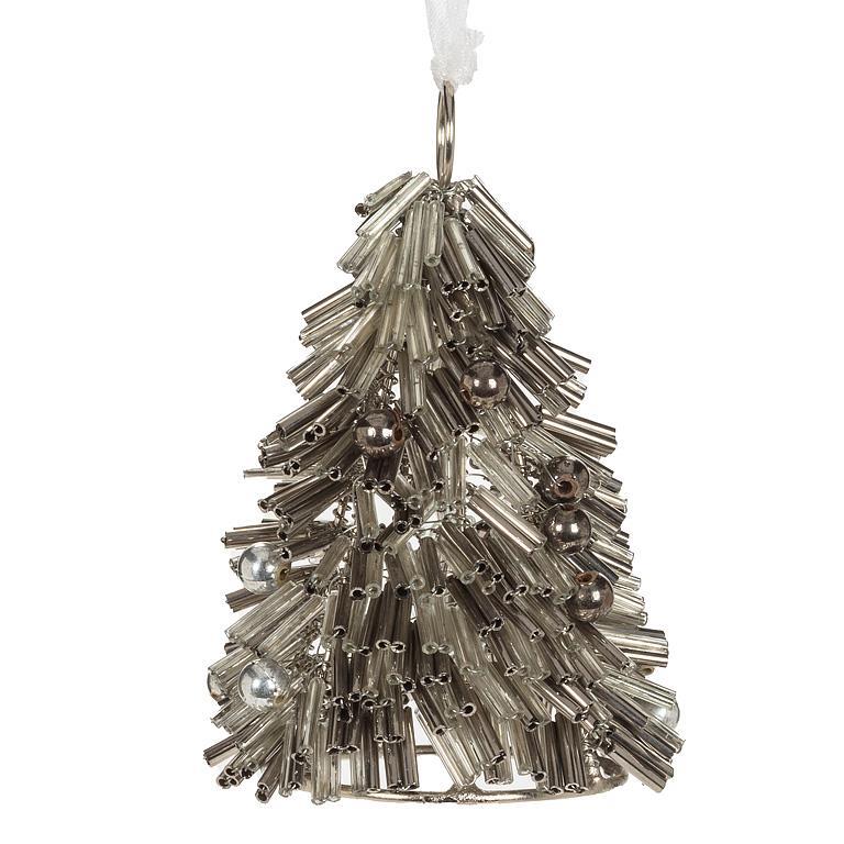 Bead Tree Ornament-Silver | Putti Christmas Decorations