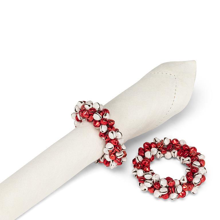 Red and White Jingle Bell Napkin Ring | Putti Christmas Celebrations