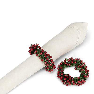 Red Beaded Berry Wreath Napkin Ring | Putti Christmas Celebrations