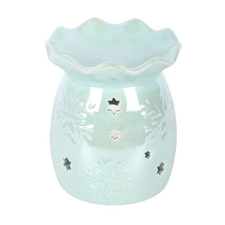 Iridescent Blue Snowflake Winter Oil Burner and Wax Warmer