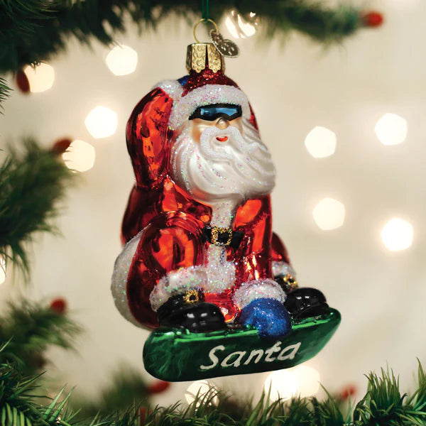 Old World Christmas Snowboarding Santa Ornament | Putti Christmas Decorations