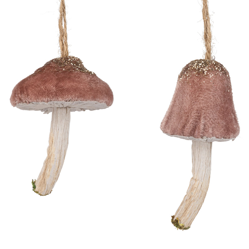 Dust Rose Velvet Toadstool Ornament
