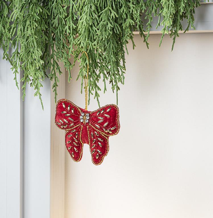 Red Bow Bead Ornament | Putti Christmas Decorations