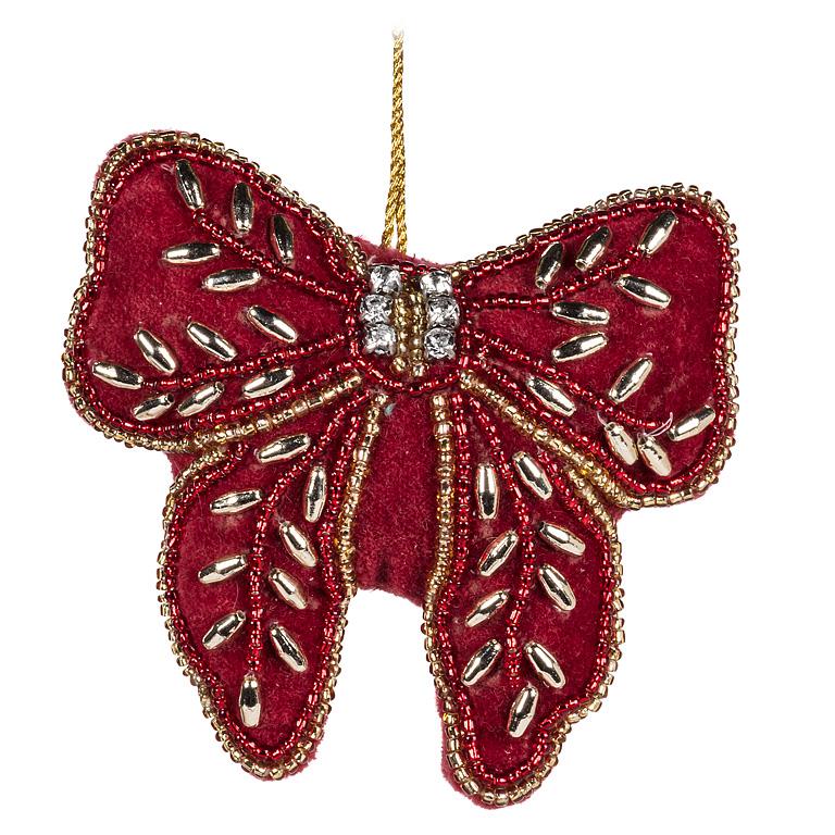 Red Bow Bead Ornament | Putti Christmas Decorations