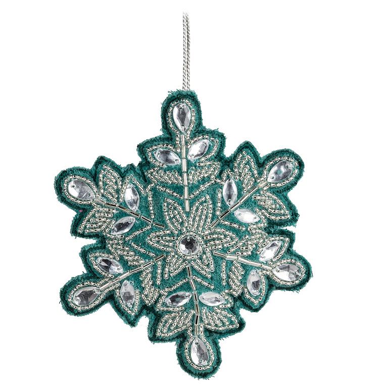 Blue Snowflake Bead Ornament | Putti Christmas Decorations