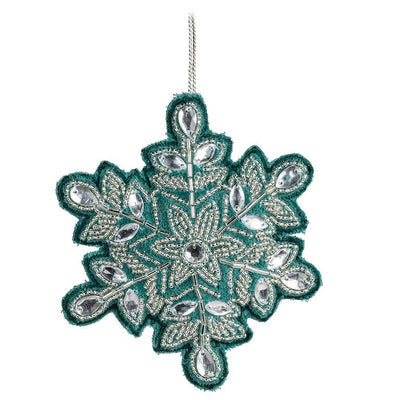 Blue Snowflake Bead Ornament | Putti Christmas Decorations