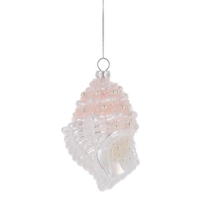 Iridescent Ivory Spiral Shell Glass Ornament
