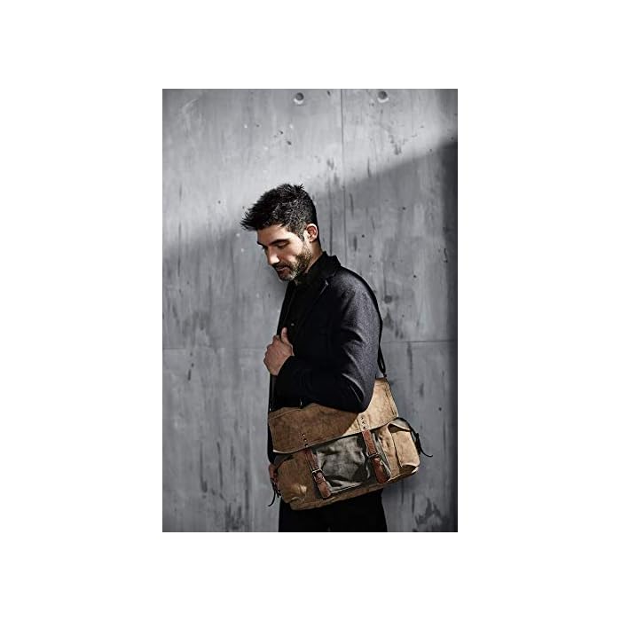 Mona B "Sebastian" Men's Canvas Up-cycled Messenger Bag