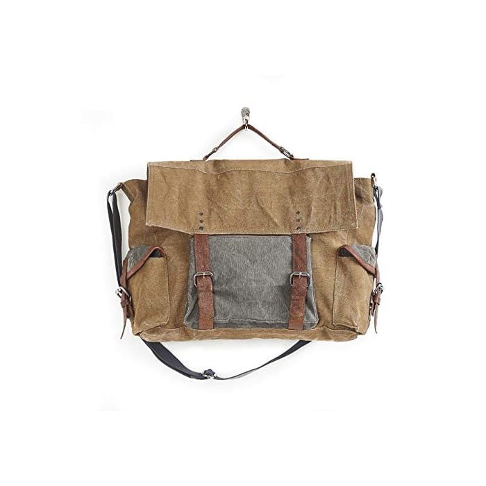 Mona B "Sebastian" Men's Canvas Up-cycled Messenger Bag