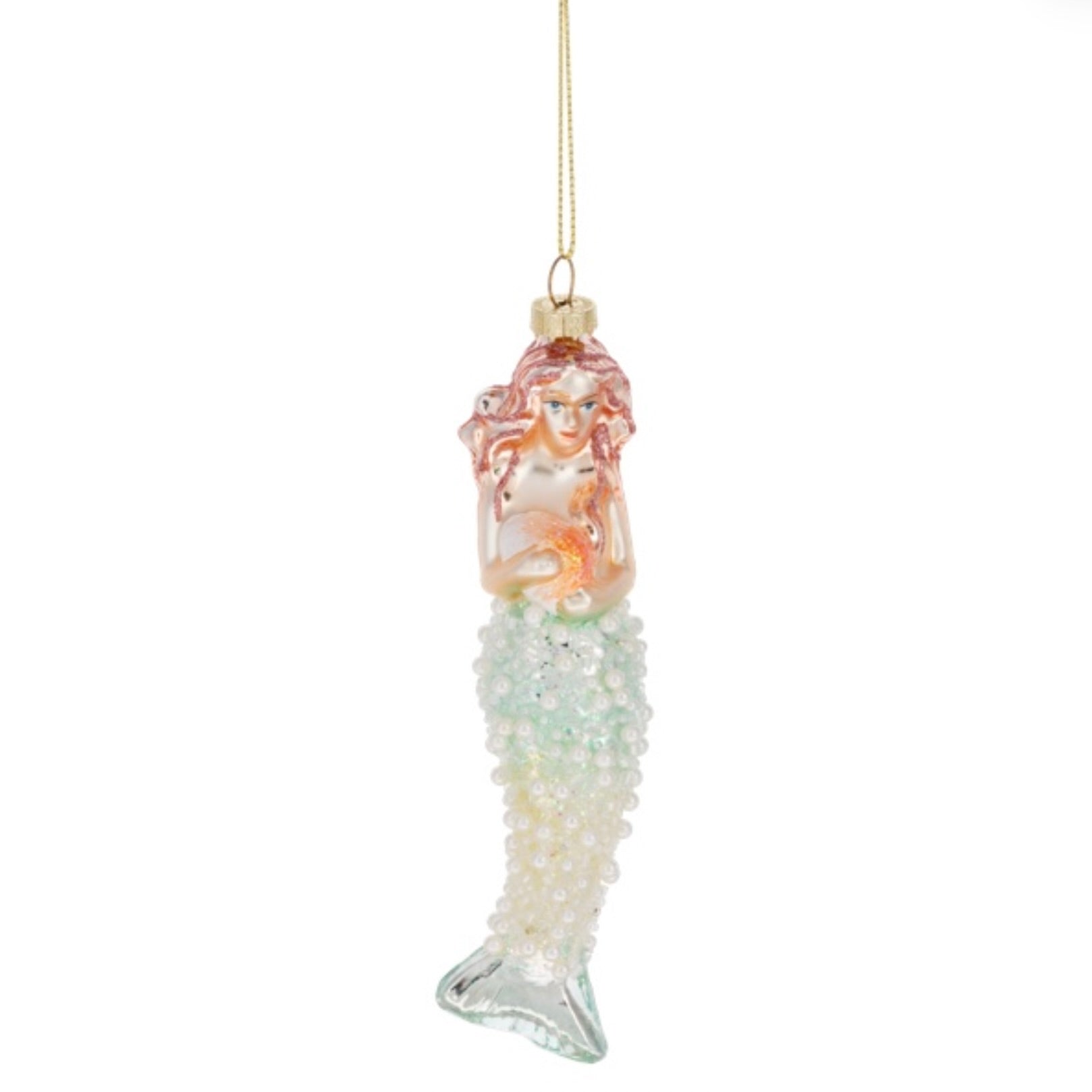 Mermaid Beaded Glass Ornament