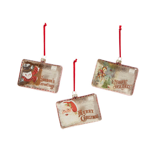 Vintage Postcard Glass Ornament