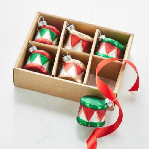 Glass Drum Ornaments - Box of 6
