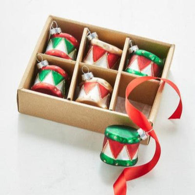 Glass Drum Ornaments - Box of 6