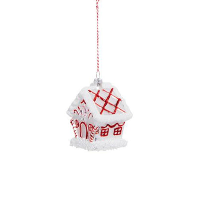 Peppermint Gingerbread House Glass Ornament