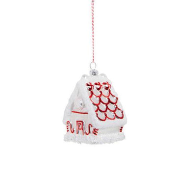 Peppermint Gingerbread House Glass Ornament
