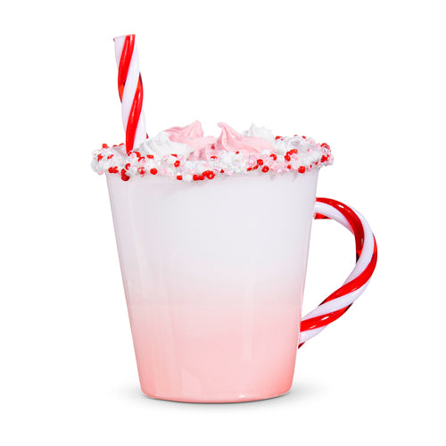 Pink Hot Chocolate Glass Ornament  | Putti Christmas Celebrations