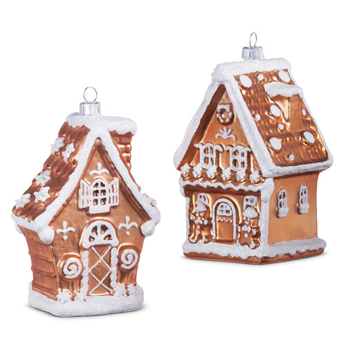 Gingerbread House Glass Ornament | Putti Christmas Holiday Decorations