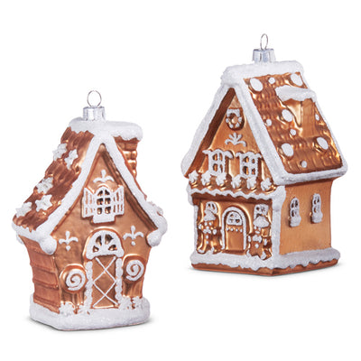 Gingerbread House Glass Ornament | Putti Christmas Holiday Decorations