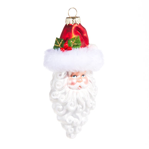 Santa Head Glass Ornament