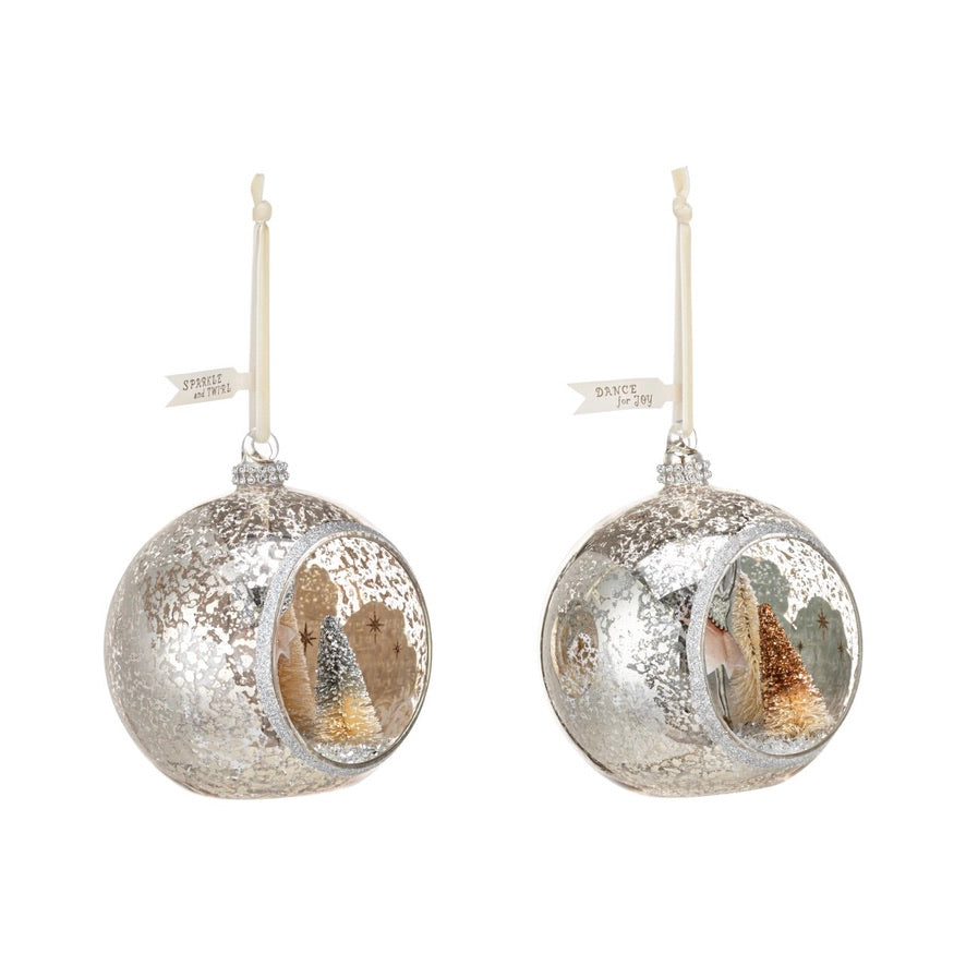 Ballerina Open Glass Scene Sparkle Ornament